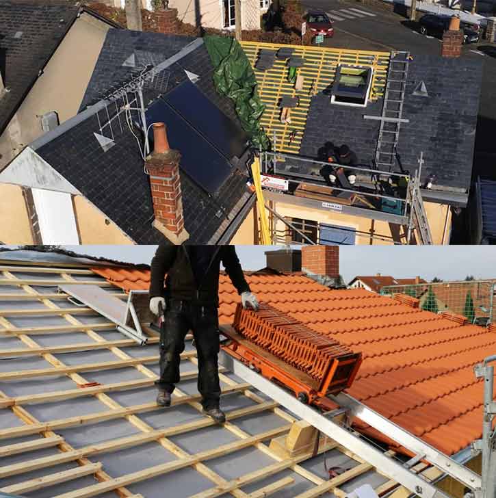 Travaux de couverture - Ets Le Compagnon Couvreur : couvreur en Normandie : pose et rénovation de couverture : ardoises, tuiles… Faitage. Dépannage fuite toiture et intervention en urgence pour votre toit. Pose fenêtre de toit velux, travaux de zinguerie : : gouttière, bande de rive, noue …Artisan couvreur zingueur dans la Manche (50), le Calvados (14), l'Eure (27), l'Orne (61) et la Seine-Maritime (76). ETS LE COMPAGNON COUVREUR